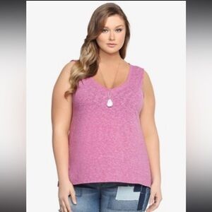 Torrid Magenta Pink Heather Double V-Neck Tank Sz 2X